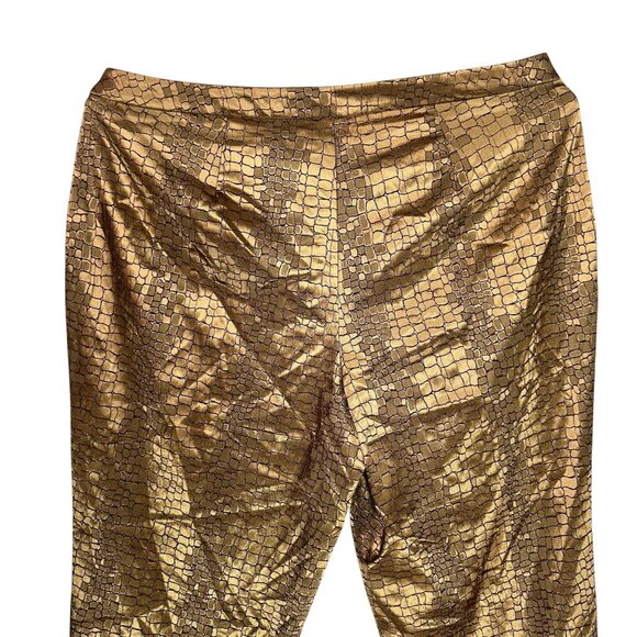 Venezia Metallic Gold Crocodile-Patterned Straight-Leg Cropped Pants 18 - Picture 7 of 8